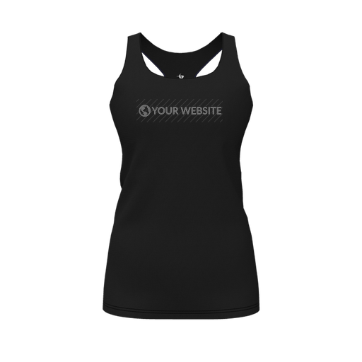 [CUS-DFW-RCBK-PER-BLK-FYS-LOGO3] Racerback Tank Top (Female Youth S, Black, Logo 3)