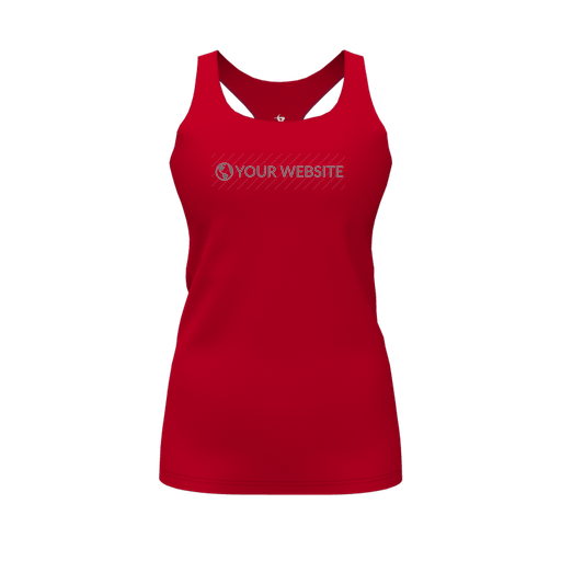 [CUS-DFW-RCBK-PER-RED-FYS-LOGO3] Racerback Tank Top (Female Youth S, Red, Logo 3)