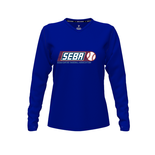 [CUS-DFW-TEES-CMF-VNK-LSL-RYL-FYXS-LOGO1] Comfort T-Shirt (Female Youth XS, Royal, V Neck, Logo 1, Long Sleeve)