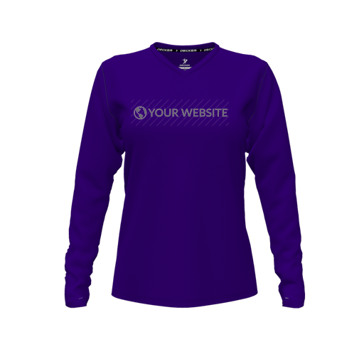 [FTLVCFPP-FYXS-LOGO3] Decker Comfort T-Shirt (Female Youth XS, Purple, V Neck, Logo 3, Long Sleeve)