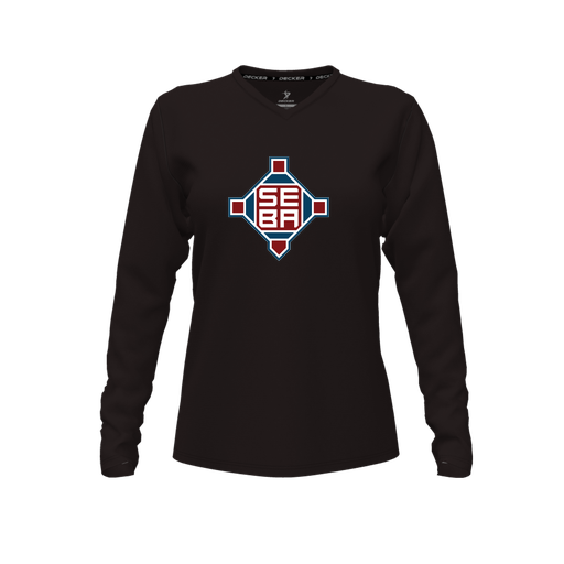 [CUS-DFW-TEES-PER-VNK-LSL-BLK-FYXS-LOGO2] Decker Performance T-Shirt (Female Youth XS, Black, V Neck, Logo 2, Long Sleeve)