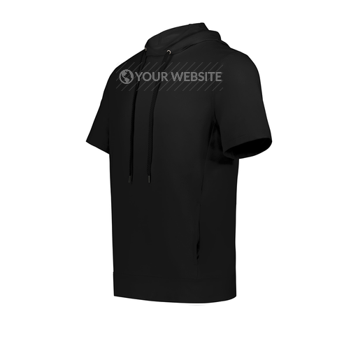 [222605.080.S-LOGO3] YOUTH VENTURA SOFT KNIT SHORT SLEEVE HOODIE (Youth S, Black, Logo 3)